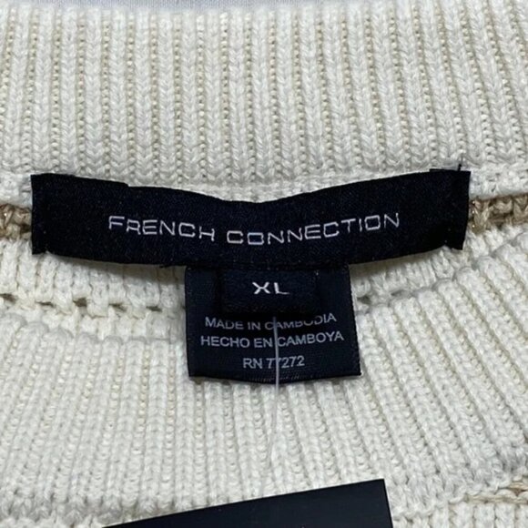 French Connection Sleeveless Sweater Women's XL Ivory Gold Stripe Knit Vest NWT - Picture 5 of 7